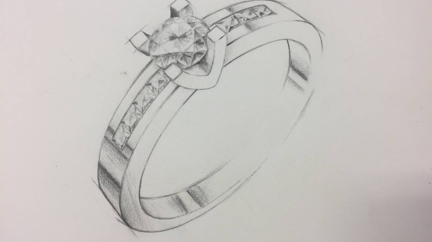 Uno de los bocetos de anillo de compromiso de Argyor.