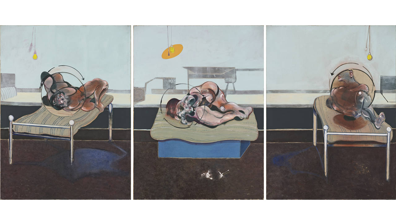 "Tres estudios de figuras sobre camas", de Bacon se encuentra en esta exposición.