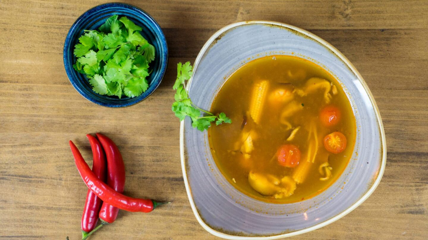 La sopa de pescado y marisco con cítricos de Atlantik Corner. 