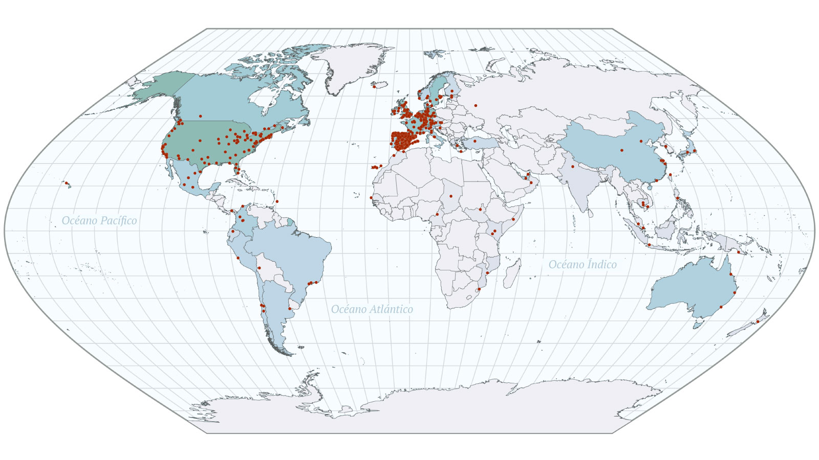 Distribución de los becarios de La Caixa en el mundo