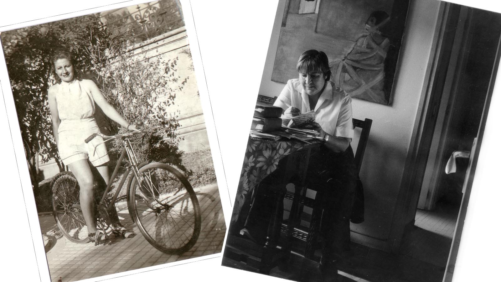 fotos de gloria fuertes en 1937 y escribiendo en su casa en los años 80. 