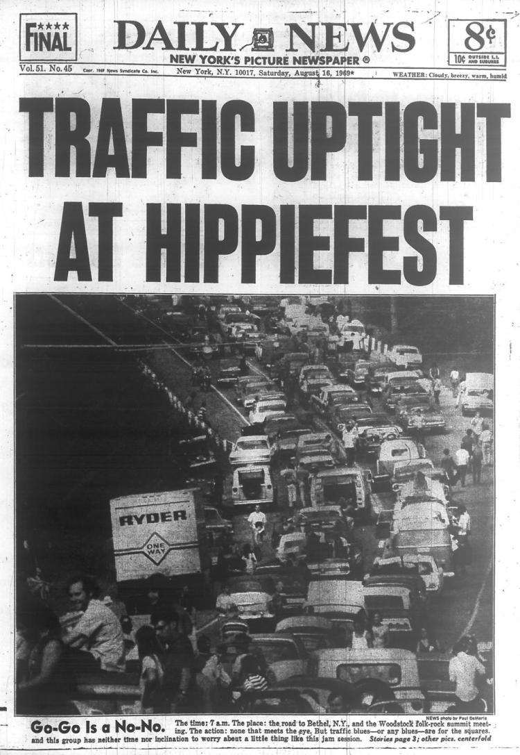 Histórico atasco en Woodstock en 1969