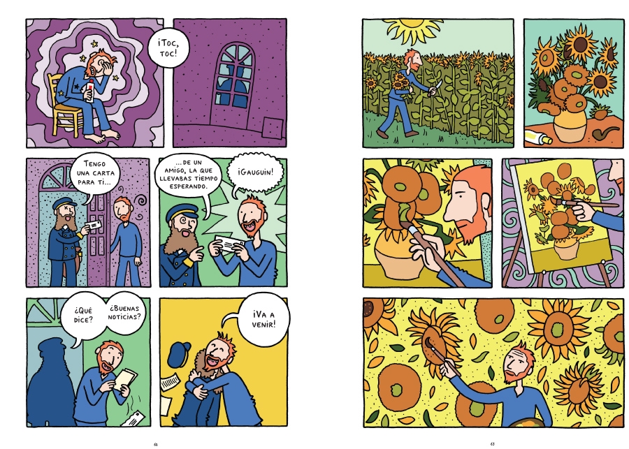 Doble página del cómic sobre Vicent Van Gogh. 