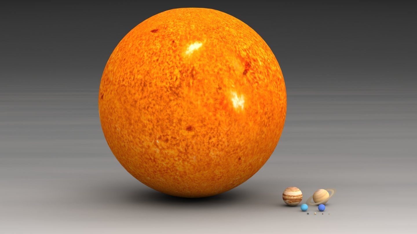 Comparación del tamaño del Sol y los planetas