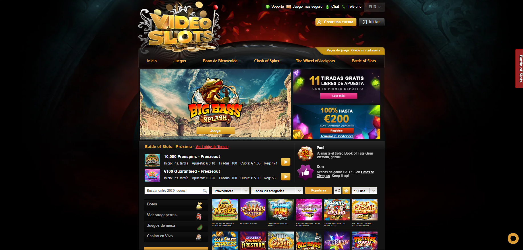 VideoSlots Sitio Web
