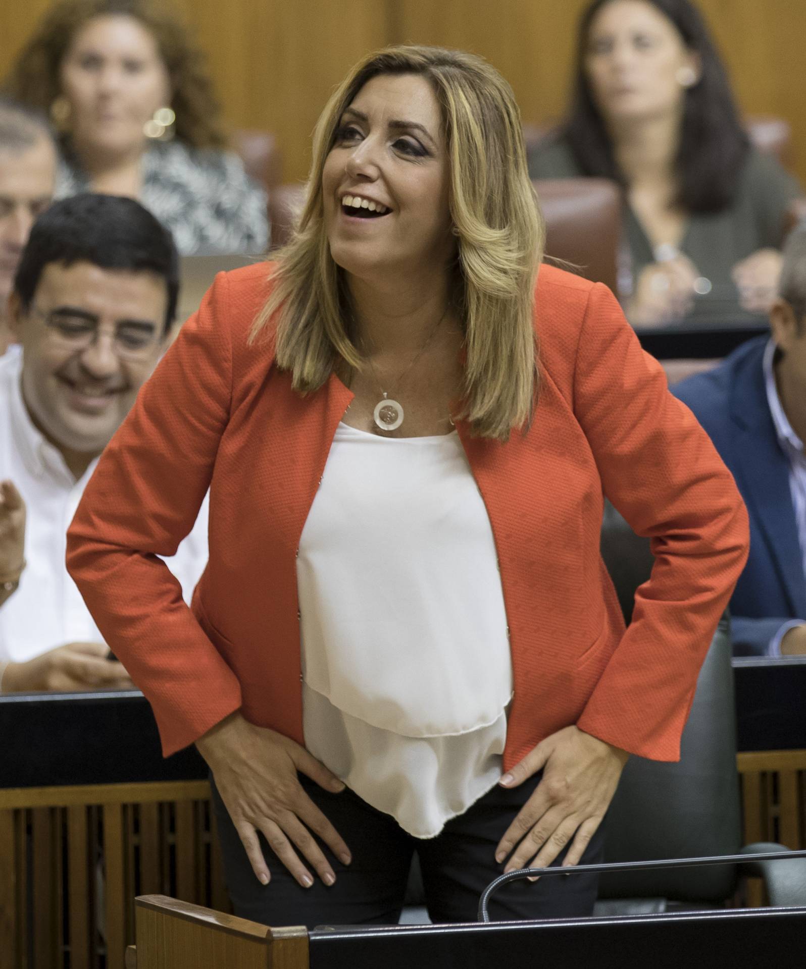 Susana Díaz, en su escaño del Parlamento de Andalucía durante una sesión de control al Gobierno.