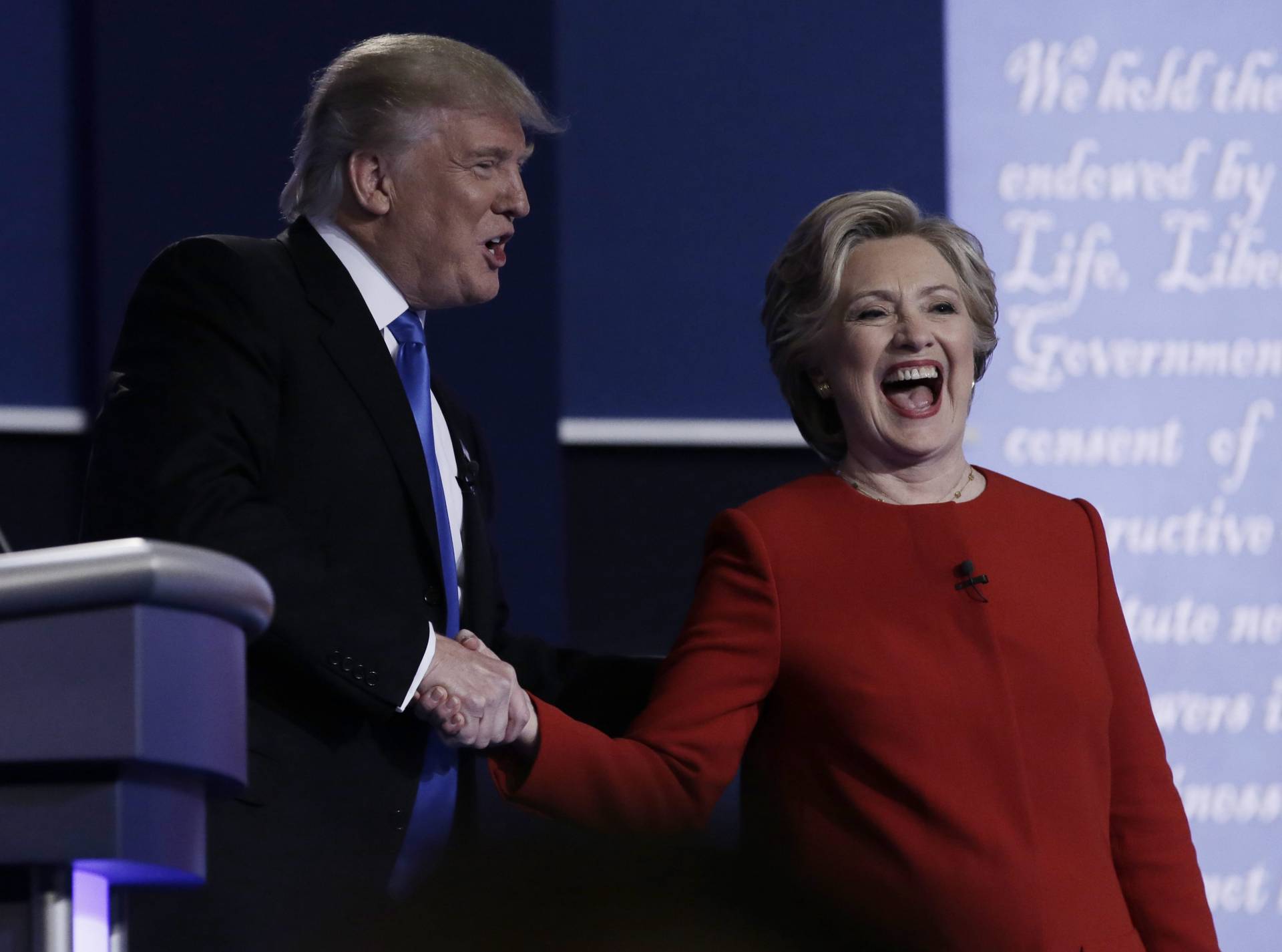 Donald Trump y Hillary Clinton, durante el debate presidencial.