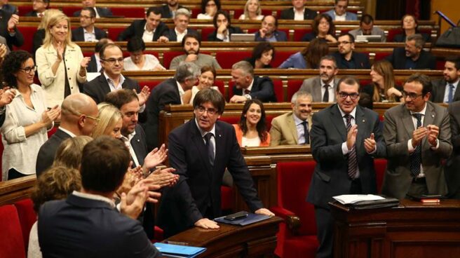 Carles Puigdemont, durante la primera sesión de su cuestión de confianza.