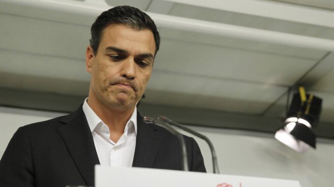 Pedro Sánchez, este viernes, durante su comparecencia en Ferraz.