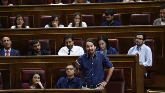Pablo Iglesias, este martes, durante su intervención en el Pleno del Congreso.