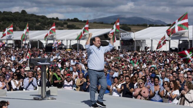 El presidente del PNV, Andoni Ortuzar, durante la celebración del Alderdi Eguna.