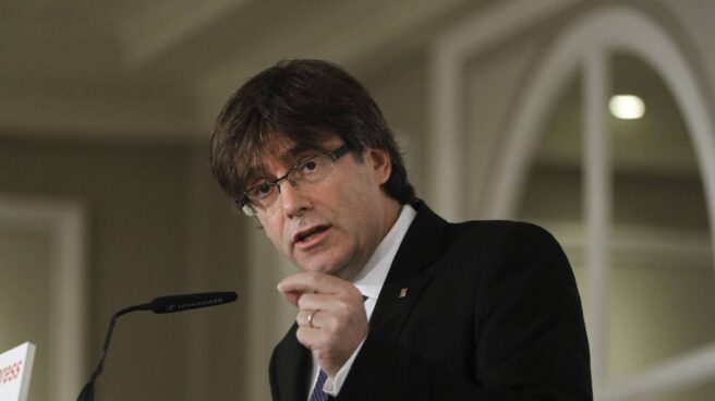 Carles Puigdemont, durante el acto celebrado este lunes.