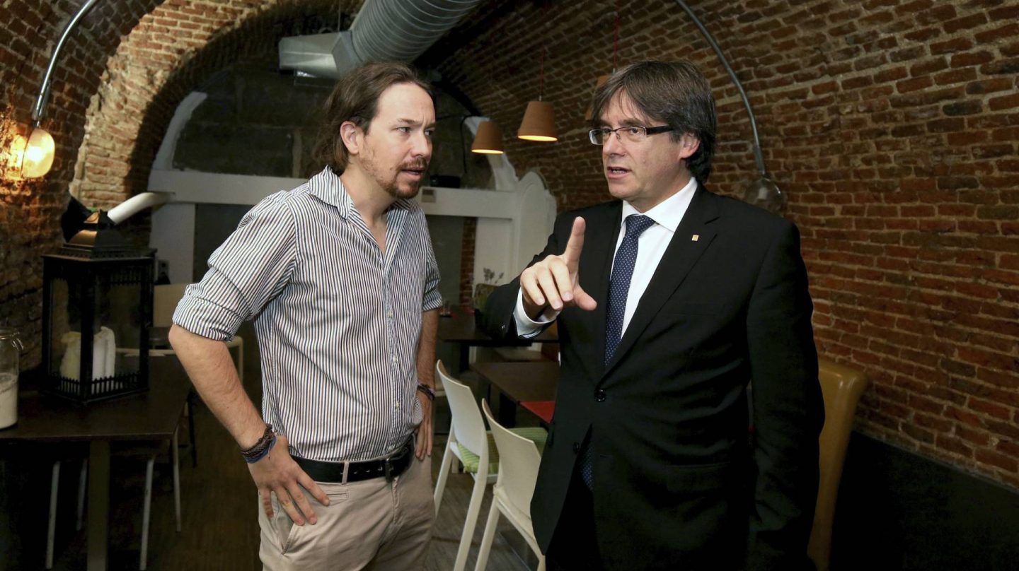 Pablo Iglesias y Carles Puigdemont, en una imagen de archivo.