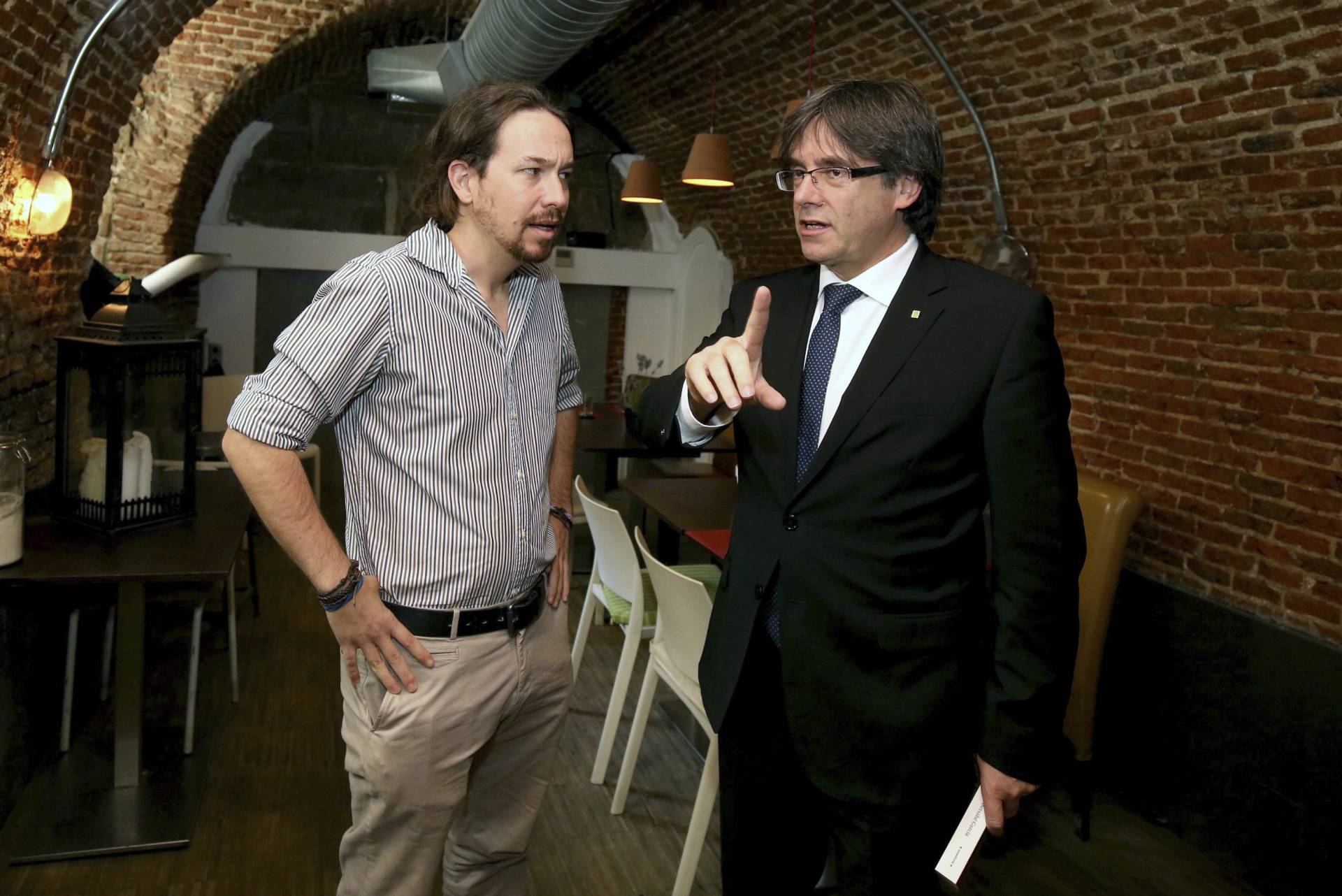 Pablo Iglesias y Carles Puigdemont, en una imagen de archivo.