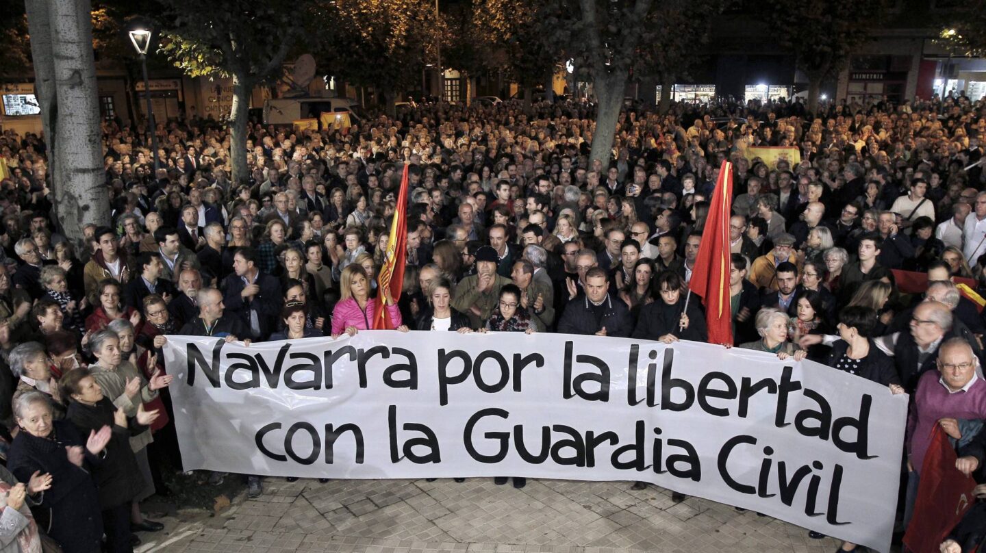Manifestación en apoyo a la Guardia Civil, celebrada en Pamplona el pasado lunes.