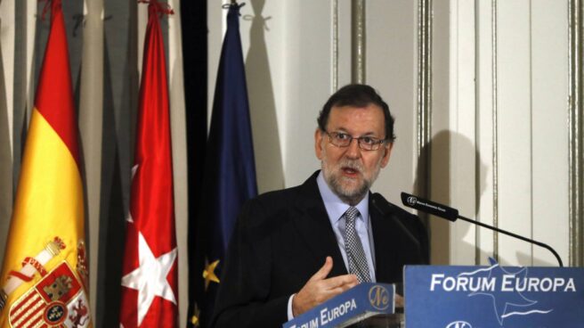 Rajoy, en el desayuno celebrado este lunes en el Fórum Europa. Rajoy, en el desayuno celebrado este lunes en el Fórum Europa.