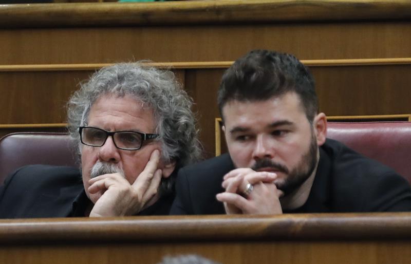 Los portavoces de ERC en el Congreso, Juan Tardà y Gabriel Rufián.