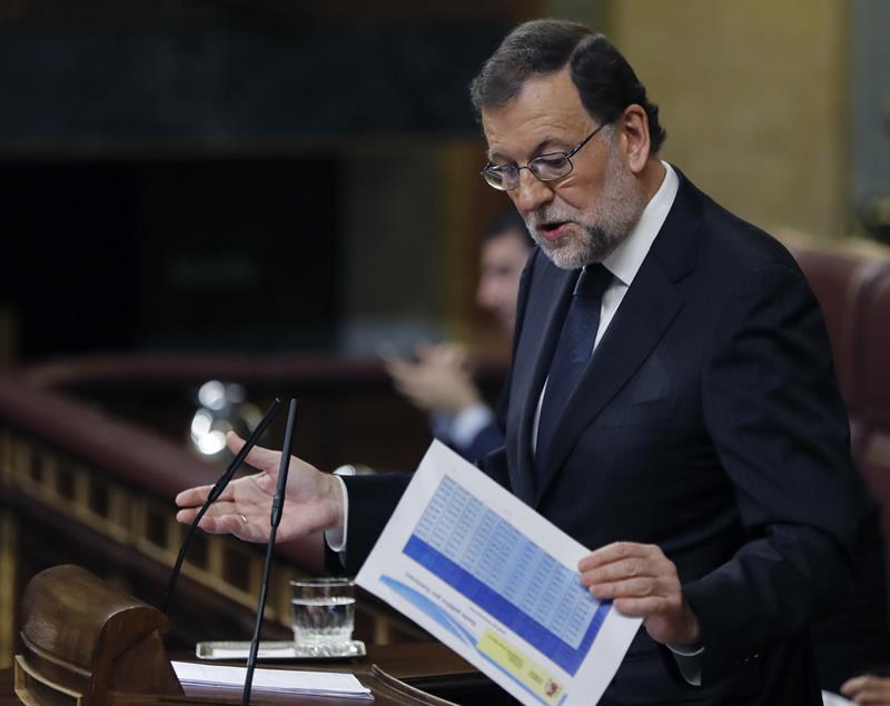 El candidato popular, Mariano Rajoy, en su intervención.