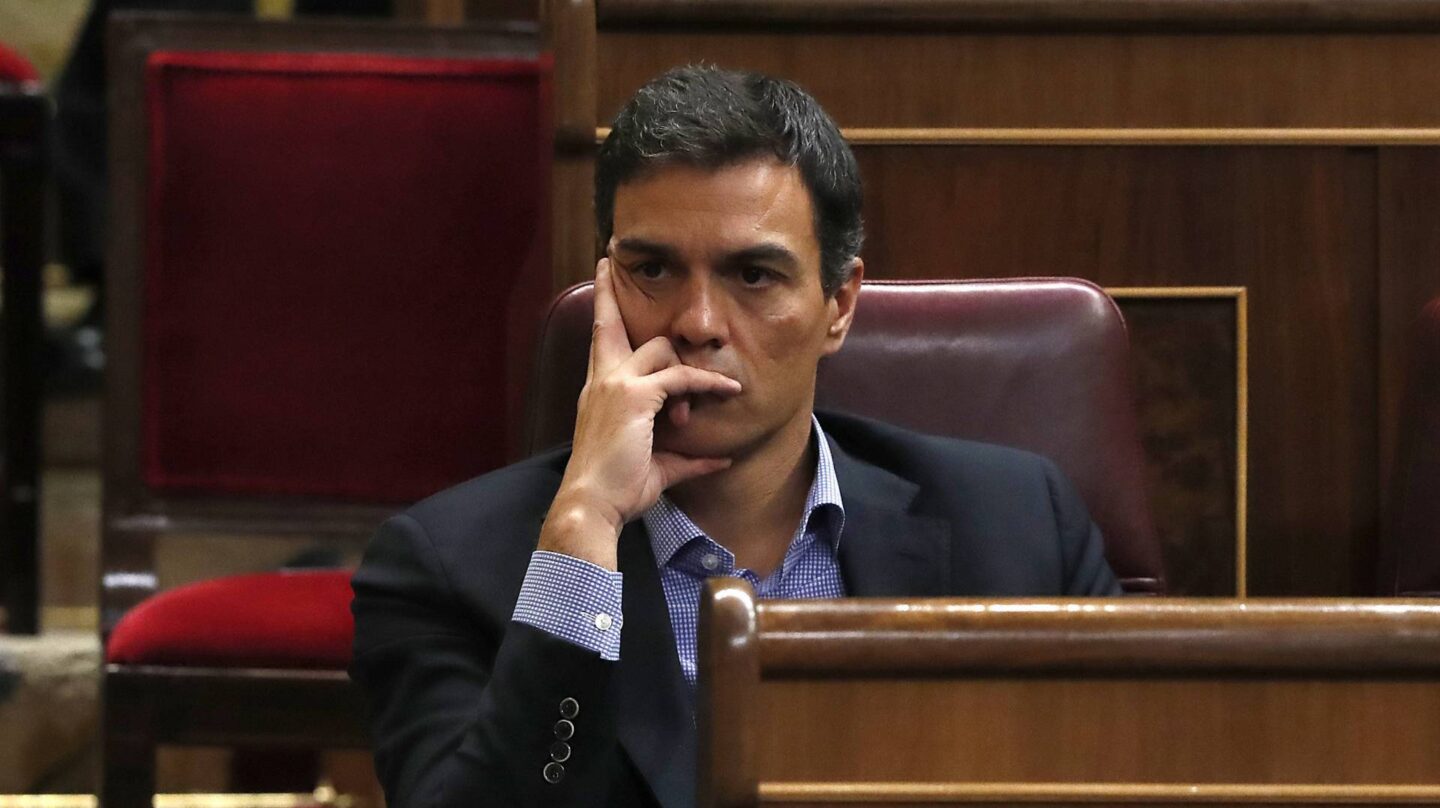 Pedro Sánchez, en su nuevo escaño en el Congreso.