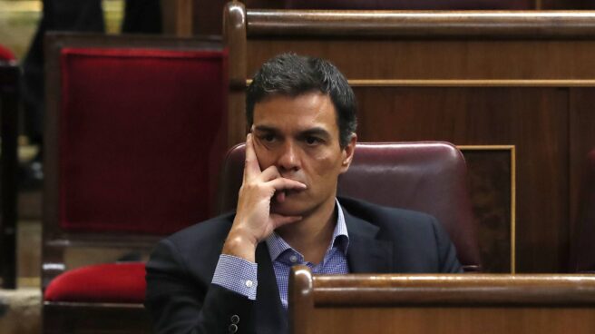 Pedro Sánchez, en su nuevo escaño en el Congreso. Pedro Sánchez, en su nuevo escaño en el Congreso.