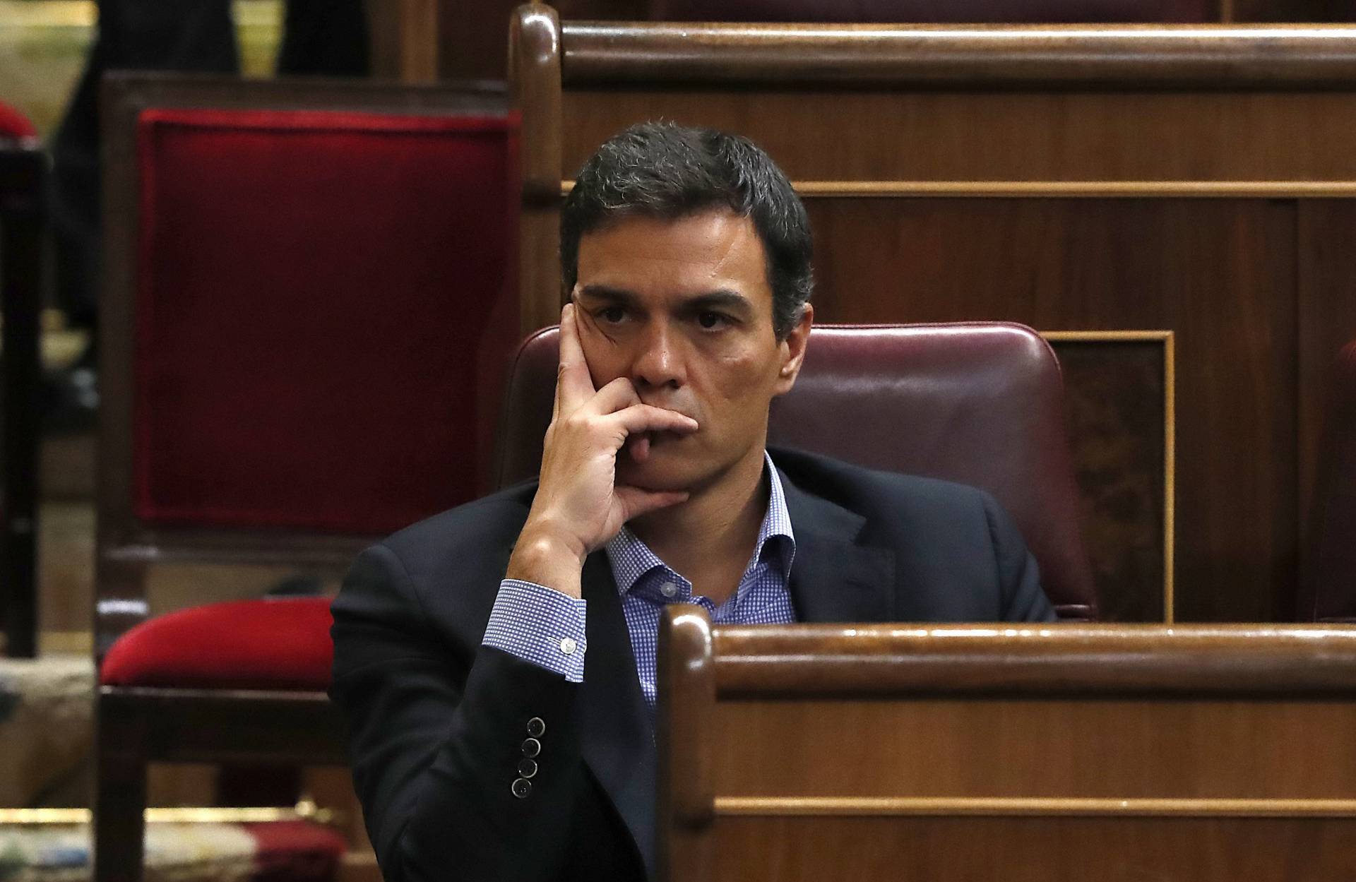 Pedro Sánchez, en su nuevo escaño en el Congreso.