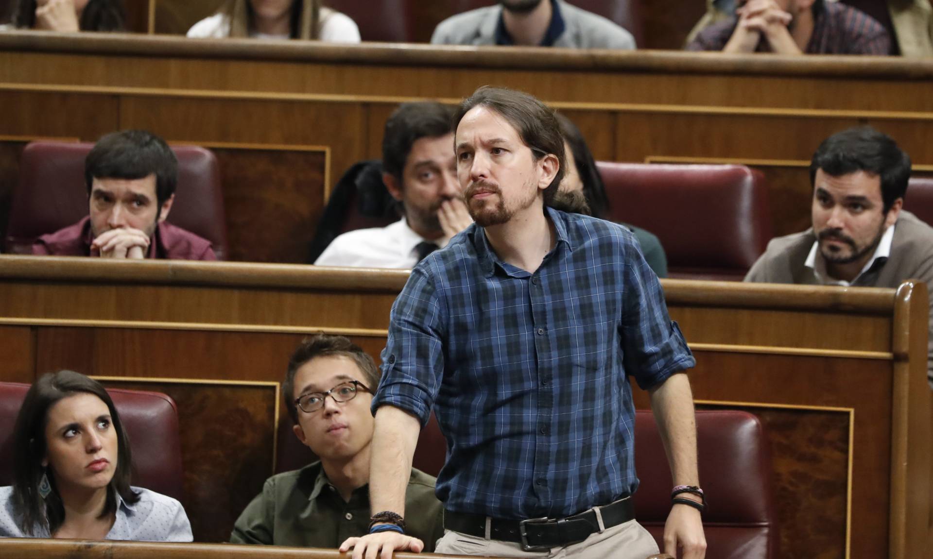 Pablo Iglesias, durante la sesión de investidura.