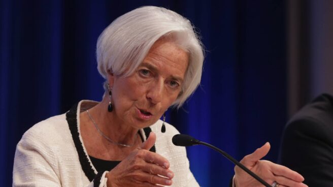 La directora general del FMI, Christine Lagarde, durante una intervención ante la prensa.