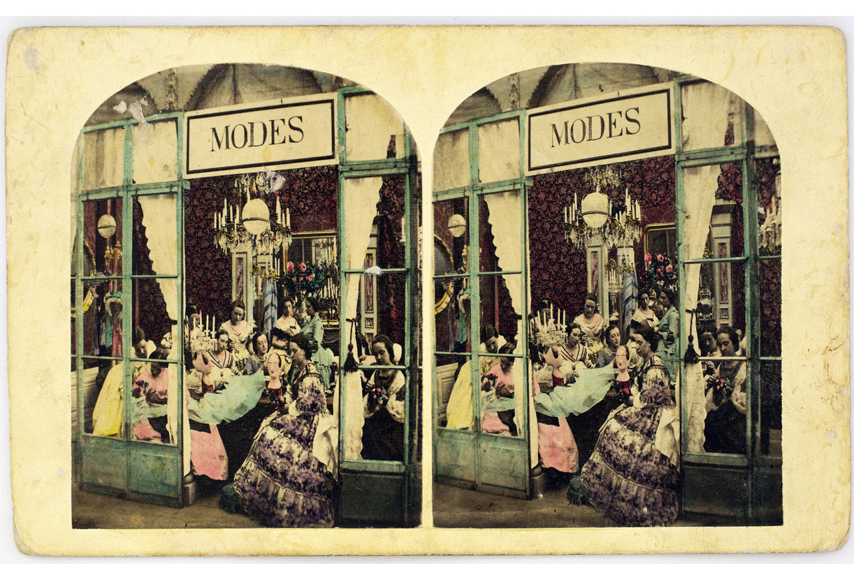 Tienda de moda del siglo xix en una ilustración