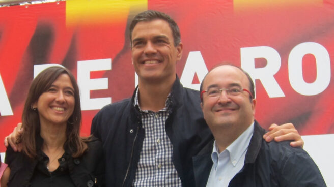 Núria Parlon, Pedro Sánchez y Miquel Iceta