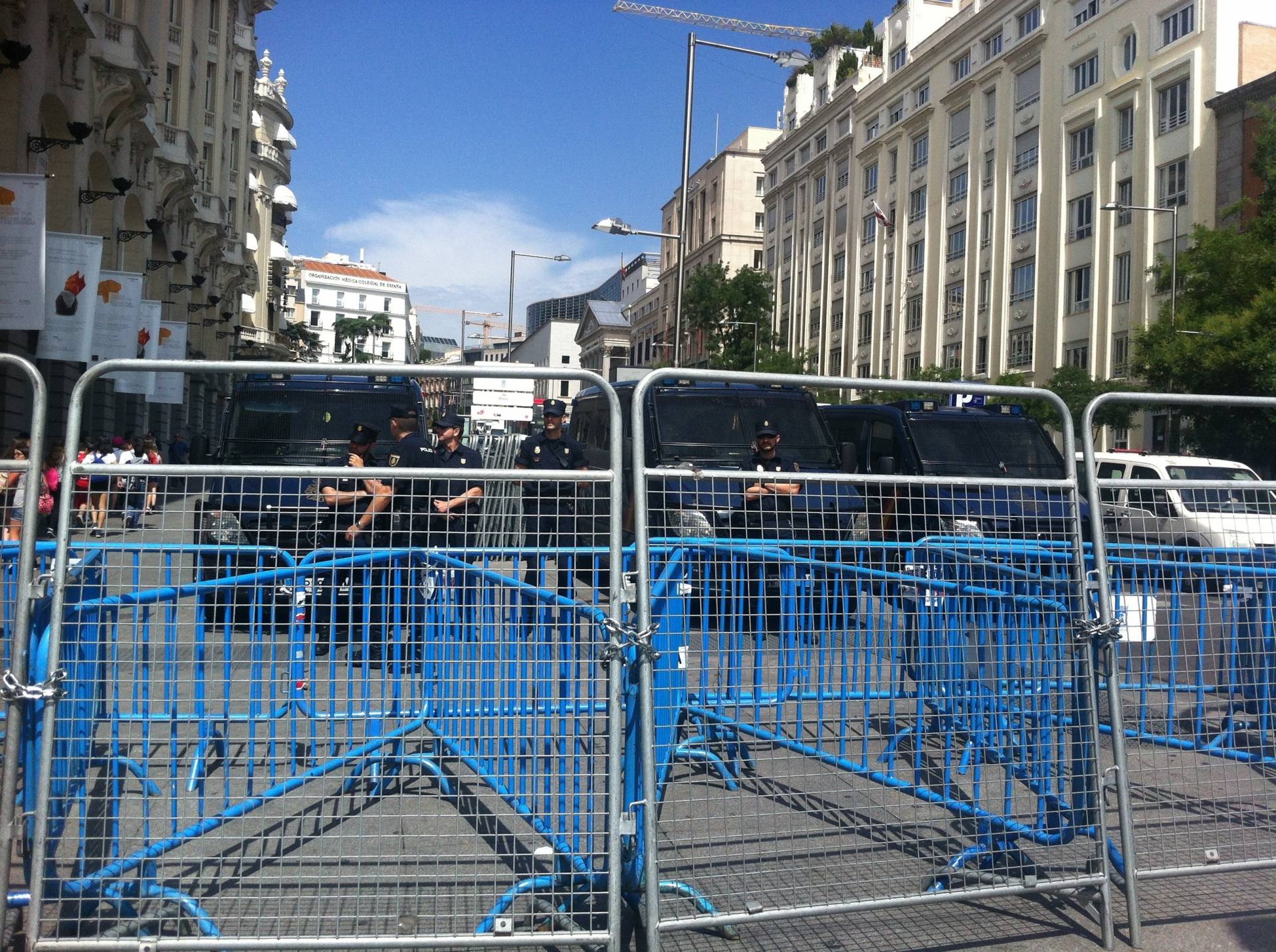 Una imagen del dispositivo policial preparado para una manifestación de 'Rodea el Congreso'.