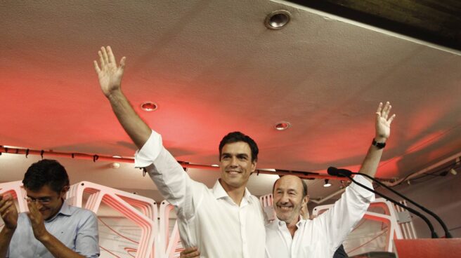 Rubalcaba, Pedro Sánchez y Eduardo Madina