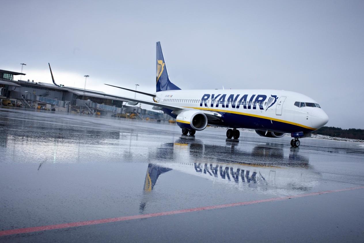 Un avión de la aerolínea de bajo coste Ryanair.