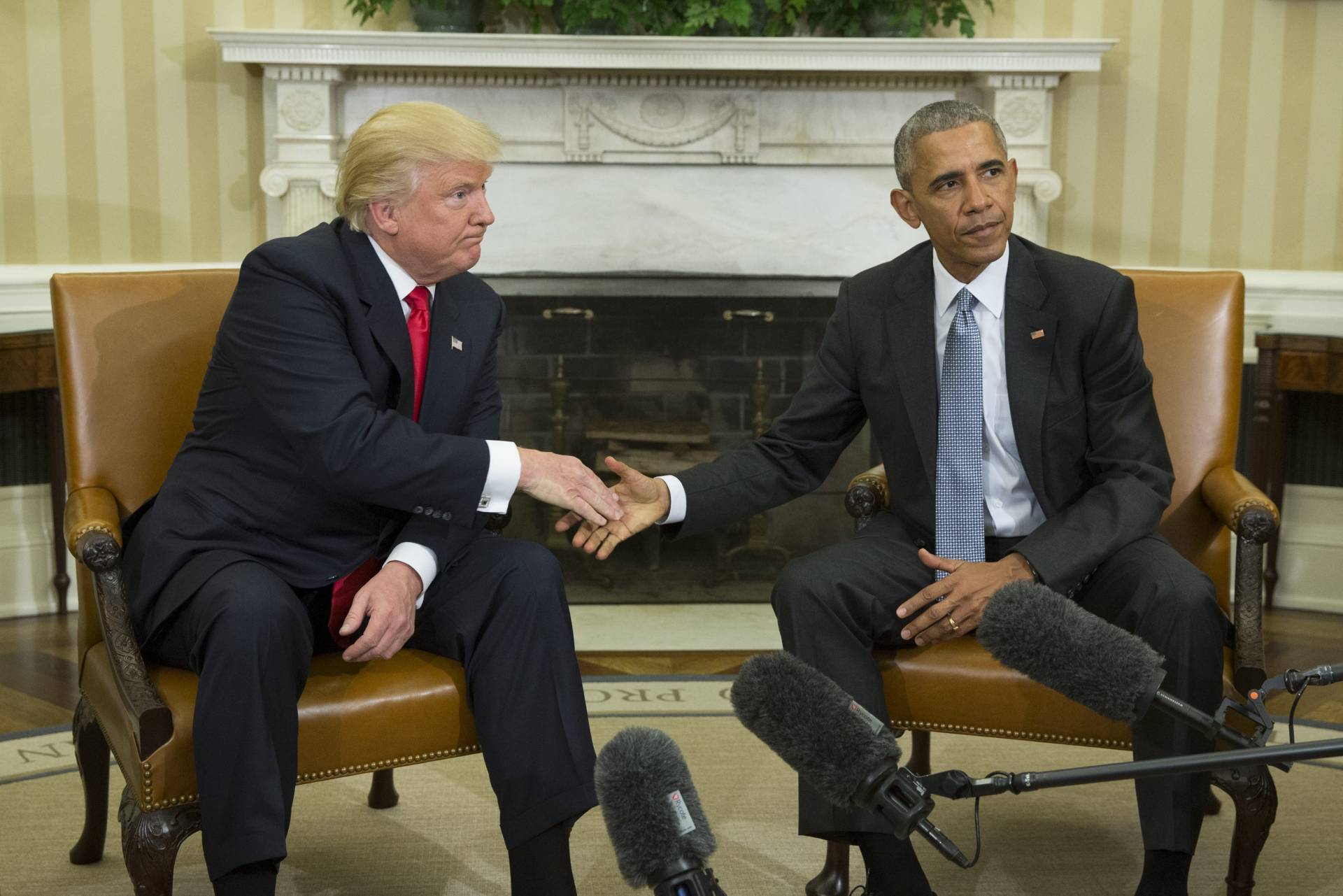 Obama y Trump tras su reunión en la Casa Blanca.