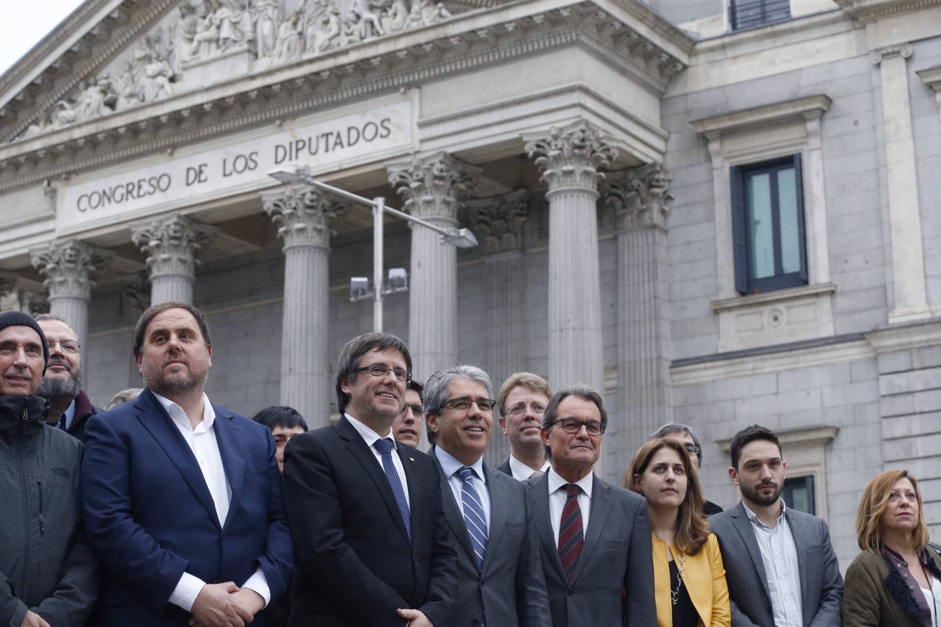 Oriol Junqueras, Carles Puigdemont, Francesc Homs y Artur Mas, este martes en Madrid.