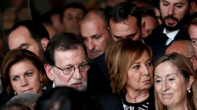 Mariano Rajoy, Celia Villalobos, María Dolores de Cospedal y Ana Pastor, en el funeral de Rita Barberá.