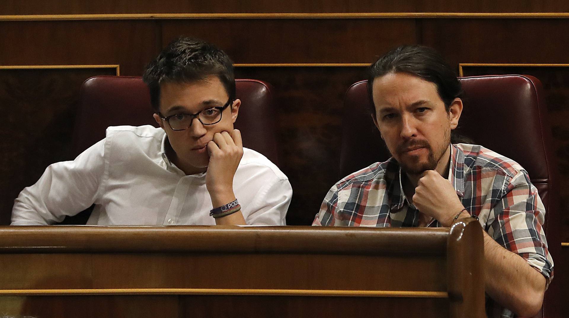 Iñigo Errejón y Pablo Iglesias, este miércoles en el Congreso.