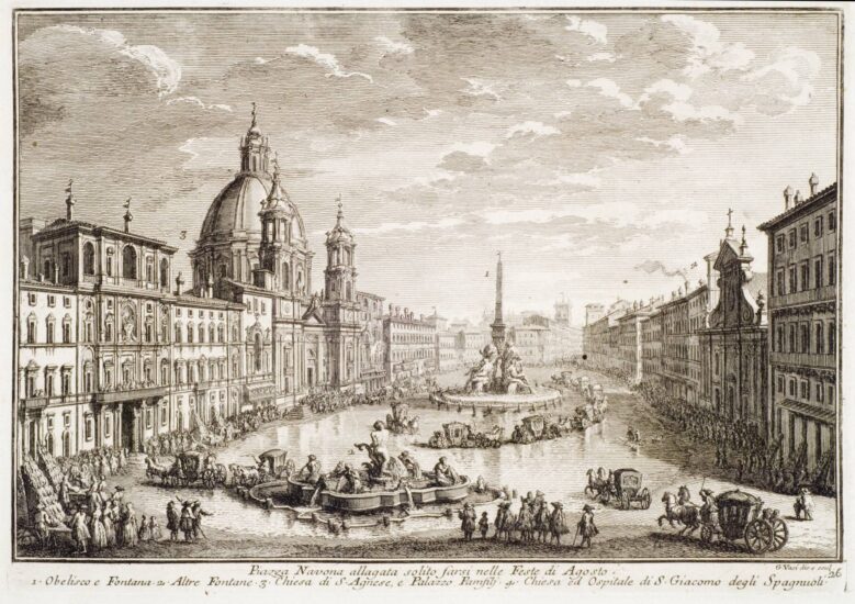 Aguafuerte de la Plaza Navona, de Giuseppe Vasi (1752).