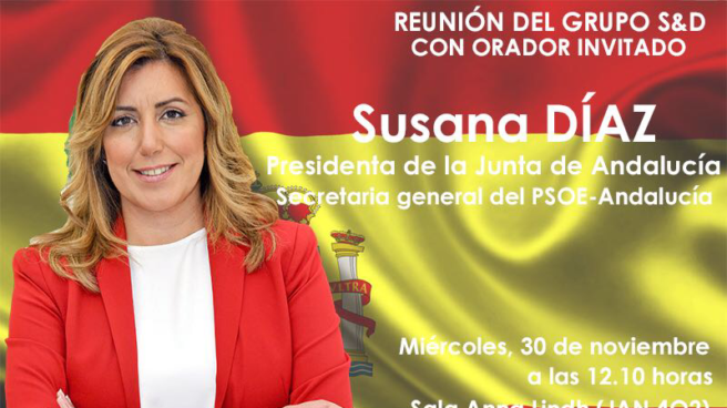 susana_bruselas Cartel anunciador de la reunión de grupo de los socialistas europeos.