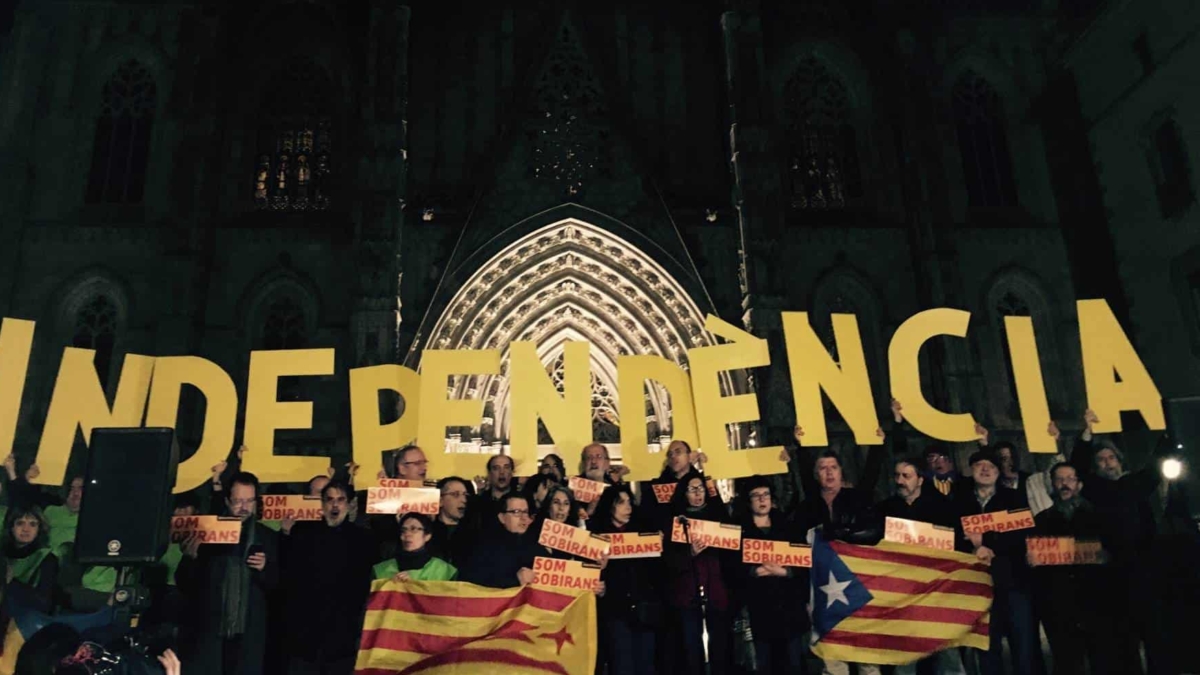 Manifestación de apoyo a la independencia convocada por la Asamblea Nacional Catalana.