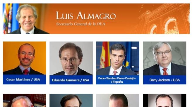 Cartel de ponentes del seminario al que acudirá Pedro Sánchez en Washington. Cartel de ponentes del seminario al que acudirá Pedro Sánchez en Washington.