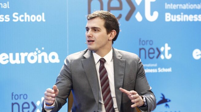 Albert Rivera, líder de Ciudadanos, en un desayuno informativo este martes.