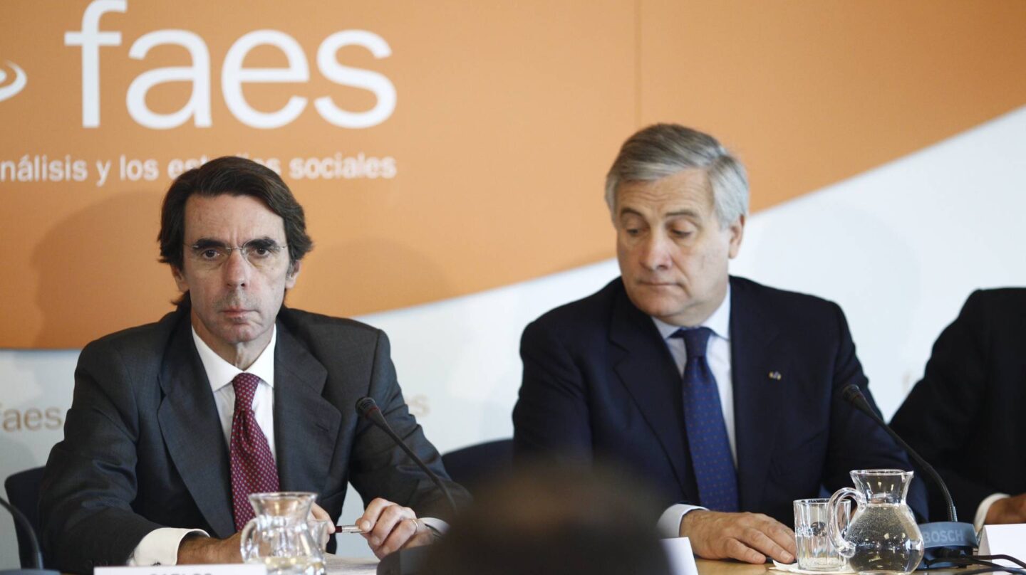 El ex presidente del Gobierno, José María Aznar, en un acto de FAES.
