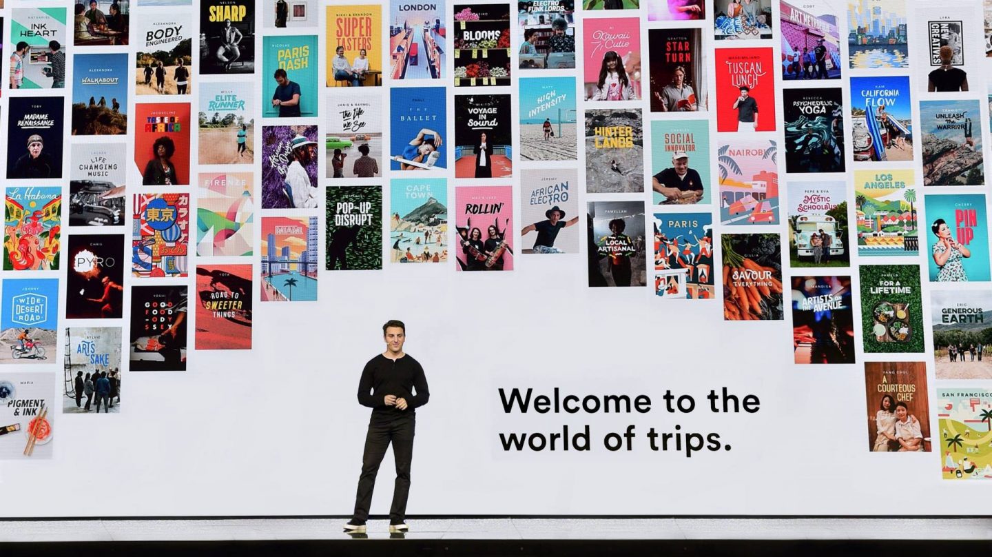 El CEO de Airbnb, Brian Chesky, durante la presentación de Trips.
