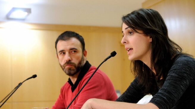 Rita Maestre en rueda de prensa junto al concejal de Ahora Madrid Nacho Murgui.