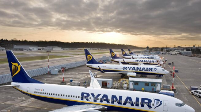 Aviones de la aerolínea de bajo coste Ryanair.