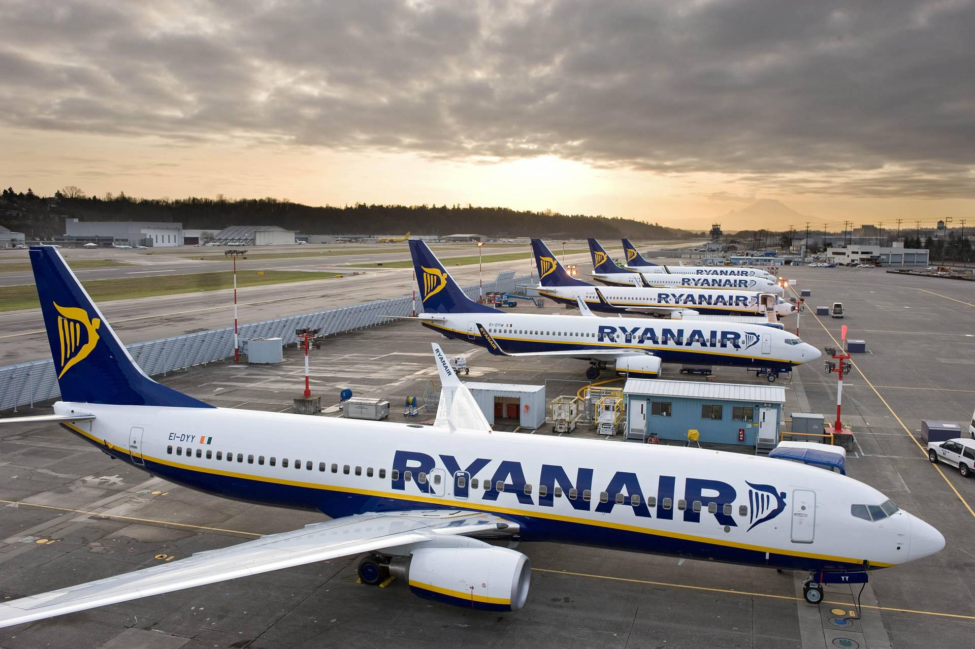 Aviones de la aerolínea de bajo coste Ryanair.