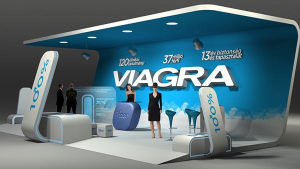 Stand publicitario de Viagra.