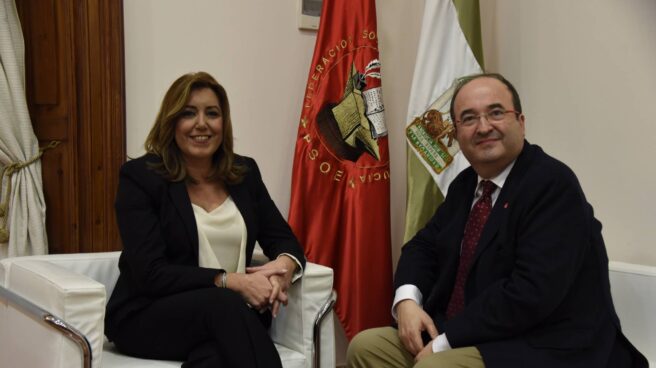 Susana Díaz y Miquel Iceta, durante la reunión de este jueves.