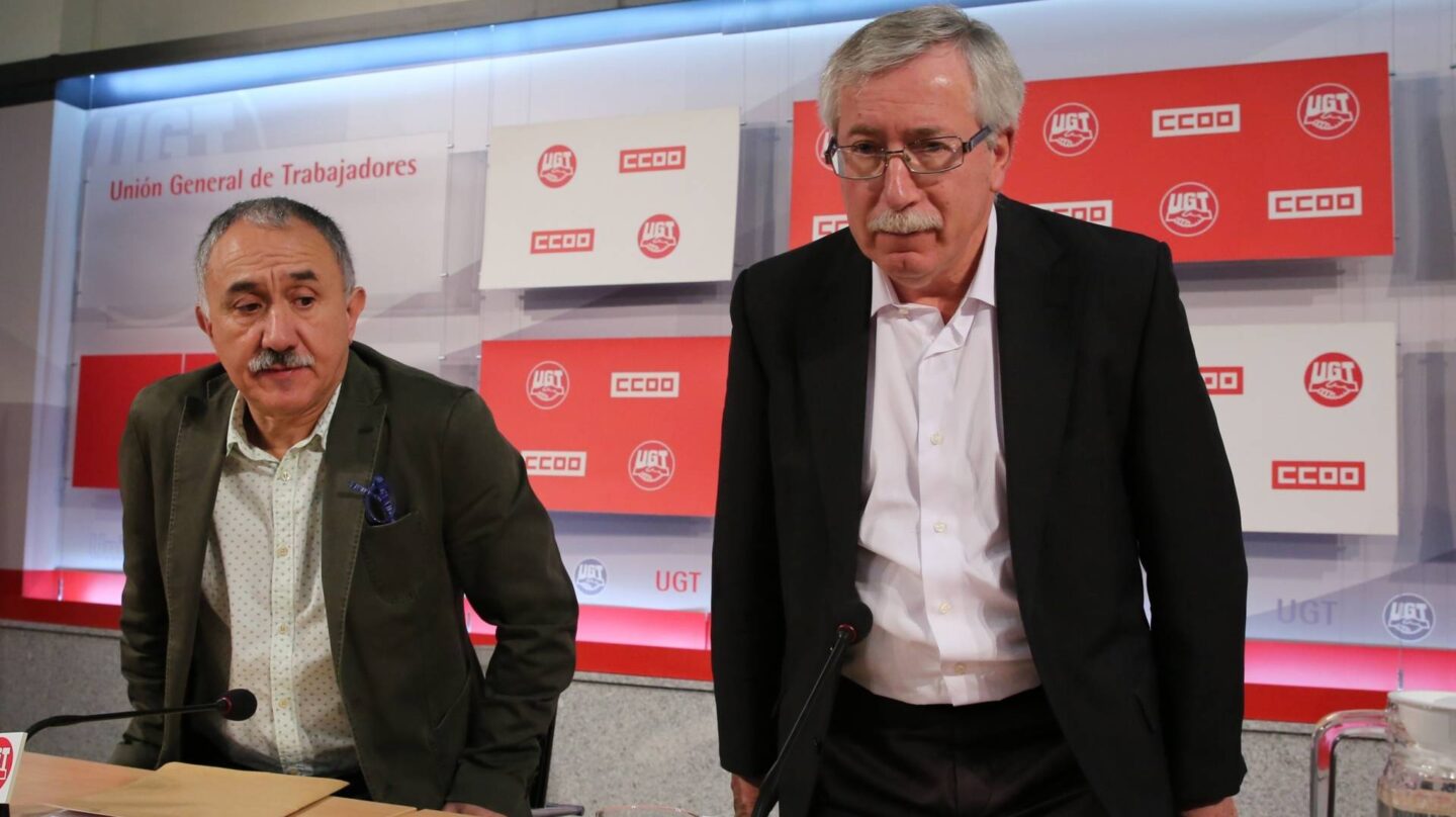 Los secretarios generales de CC.OO. y UGT, Ignacio Fernández Toxo y Pepe Álvarez.