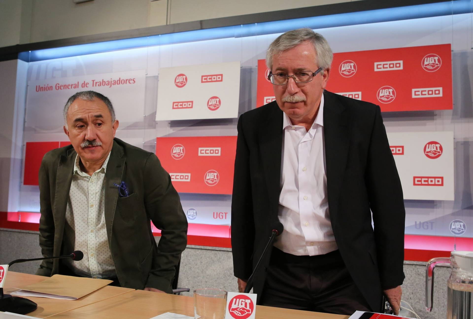 Los secretarios generales de CC.OO. y UGT, Ignacio Fernández Toxo y Pepe Álvarez.